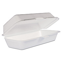 Foam Hinged Lid Container, Hot Dog Container, 3.8 x 7.1 x 2.3, White, 125/Bag, 4 Bags/Carton (72HT1)