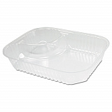 ClearPac Large Nacho Tray, 2 Compartments, 3.3 oz, 6.2 x 6.2 x 1.6, Clear, Plastic, 500/Carton (C68NT2)
