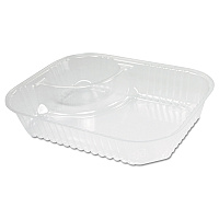 ClearPac Large Nacho Tray, 2 Compartments, 3.3 oz, 6.2 x 6.2 x 1.6, Clear, Plastic, 500/Carton (C68NT2)