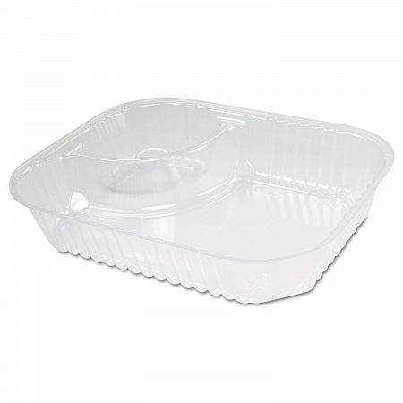 ClearPac Large Nacho Tray, 2 Compartments, 3.3 oz, 6.2 x 6.2 x 1.6, Clear, Plastic, 500/Carton (C68NT2)