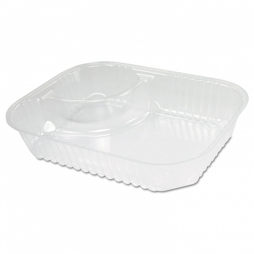ClearPac Large Nacho Tray, 2 Compartments, 3.3 oz, 6.2 x 6.2 x 1.6, Clear, Plastic, 500/Carton (C68NT2)