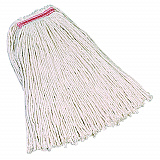 Non-Launderable Premium Cut-End Cotton Mop, White, 20 oz, 1" Orange Headband (F11712)
