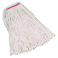 Non-Launderable Premium Cut-End Cotton Mop, White, 20 oz, 1" Orange Headband (F11712)
