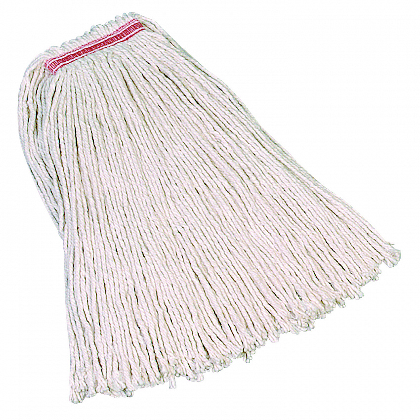 Non-Launderable Premium Cut-End Cotton Mop, White, 20 oz, 1" Orange Headband (F11712)