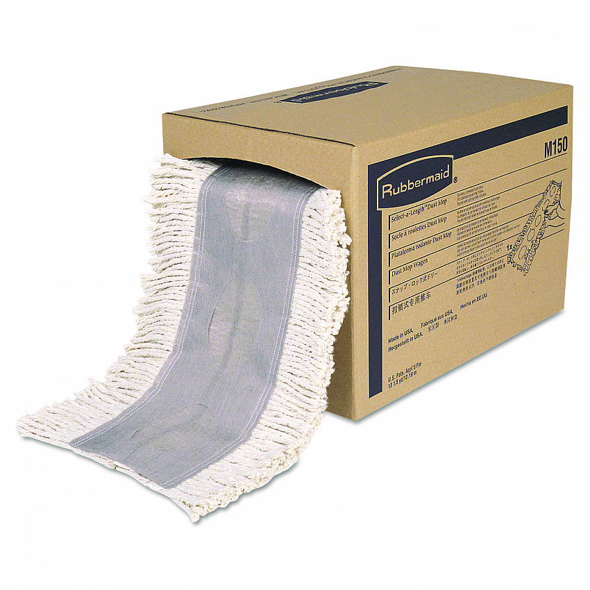Cut To Length Dust Mops, Cotton, White, Cut-End, 5 x 40 Ft, 1 Box (M150)