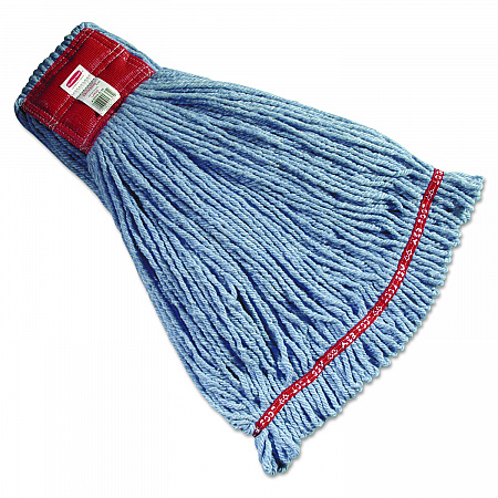 Web Foot Wet Mop Heads, Shrinkless, Cotton/Synthetic, Large, Blue (A253BLU)