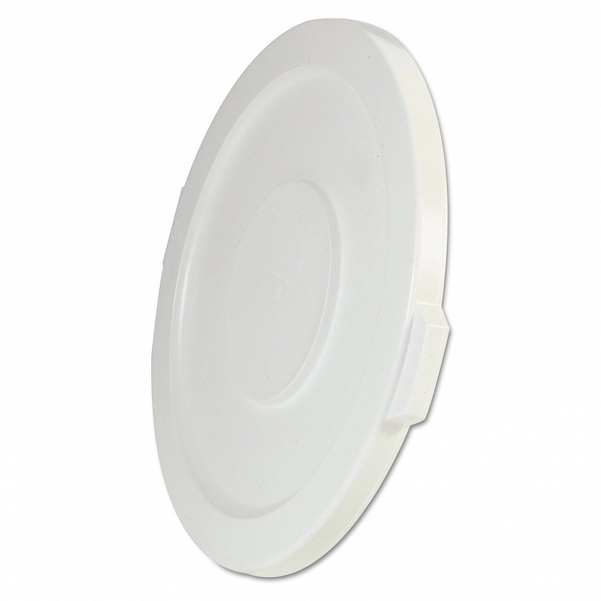 BRUTE Self-Draining Flat Top Lids for 32 gal Round BRUTE Containers, 22.25" Diameter, White (2631WHI)