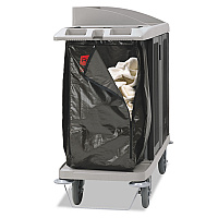 Zippered Vinyl Cleaning Cart Bag for Rubbermaid Commercial 6189, 6190, 6191, 6192, 9T19, 25 gal, 17" x 10.5" x 33", Brown (1966885)