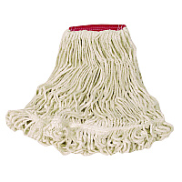 Super Stitch Looped-End Wet Mop Head, Cotton/Synthetic, Large Size, Red/White (D253WHI)