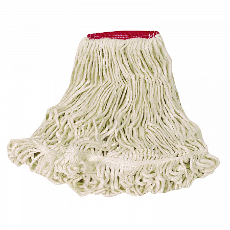 Super Stitch Looped-End Wet Mop Head, Cotton/Synthetic, Large Size, Red/White (D253WHI)
