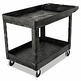 Heavy-Duty Utility Cart with Lipped Shelves, Plastic, 2 Shelves, 500 lb Capacity, 25.78" x 45.25" x 33.25", Black (452089BLA)