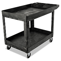 Heavy-Duty Utility Cart with Lipped Shelves, Plastic, 2 Shelves, 500 lb Capacity, 25.78" x 45.25" x 33.25", Black (452089BLA)