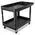 Heavy-Duty Utility Cart with Lipped Shelves, Plastic, 2 Shelves, 500 lb Capacity, 25.78