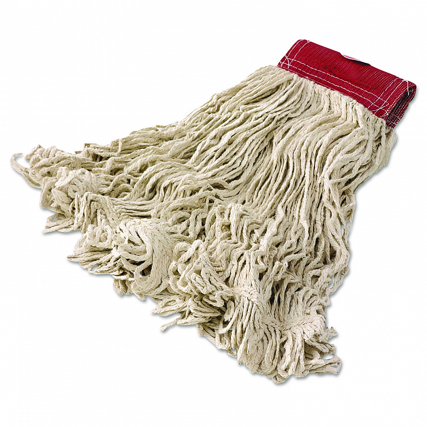Super Stitch Cotton Looped End Wet Mop Head, Large, 5" Red Headband (D153)