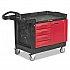TradeMaster Cart with One Door, Plastic, 3 Shelves, 4 Drawers, 750 lb Capacity, 26.25
