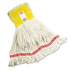 Rubbermaid Commercial Web Foot Wet Mops, Cotton/Synthetic, White, Small, 5-in. Yellow Headband (A151WHI)