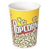 Dart Paper Popcorn Cup, Popcorn Design, 32 oz, Yellow/Red, 50/Pack, 10 Packs/Carton (V32)