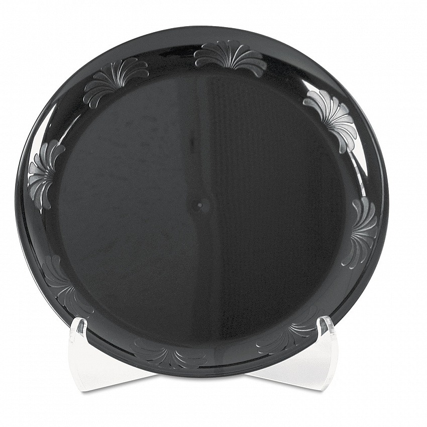Designerware Plastic Dinnerware, Plates, 10.25" dia, Black, 10/Pack, 18 Packs/Carton (DWP10144BK)