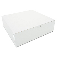 White One-Piece Non-Window Bakery Boxes, 10 x 10 x 3, White, Paper, 200/Carton (0971)