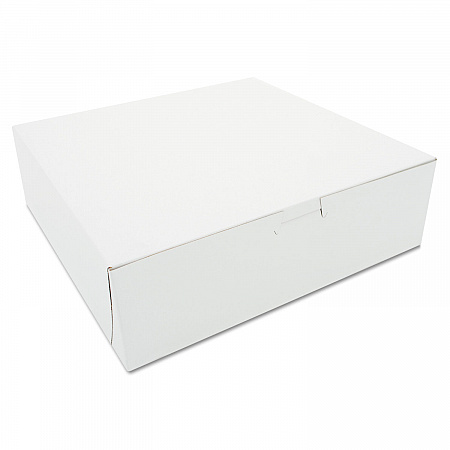 White One-Piece Non-Window Bakery Boxes, 10 x 10 x 3, White, Paper, 200/Carton (0971)
