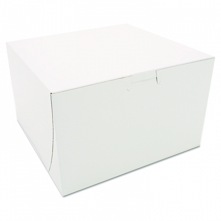 White One-Piece Non-Window Bakery Boxes, 8 x 8 x 5, White, Paper, 100/Carton (09455)