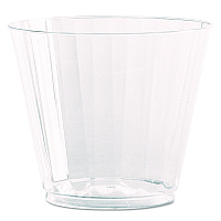 Classic Crystal Plastic Tumblers, 9 oz, Clear, Fluted, Squat, 20/Pack, 12 Packs/Carton (CC9240)