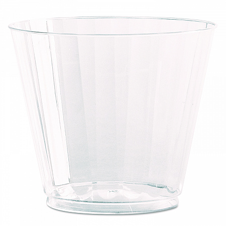 Classic Crystal Plastic Tumblers, 9 oz, Clear, Fluted, Squat, 20/Pack, 12 Packs/Carton (CC9240)
