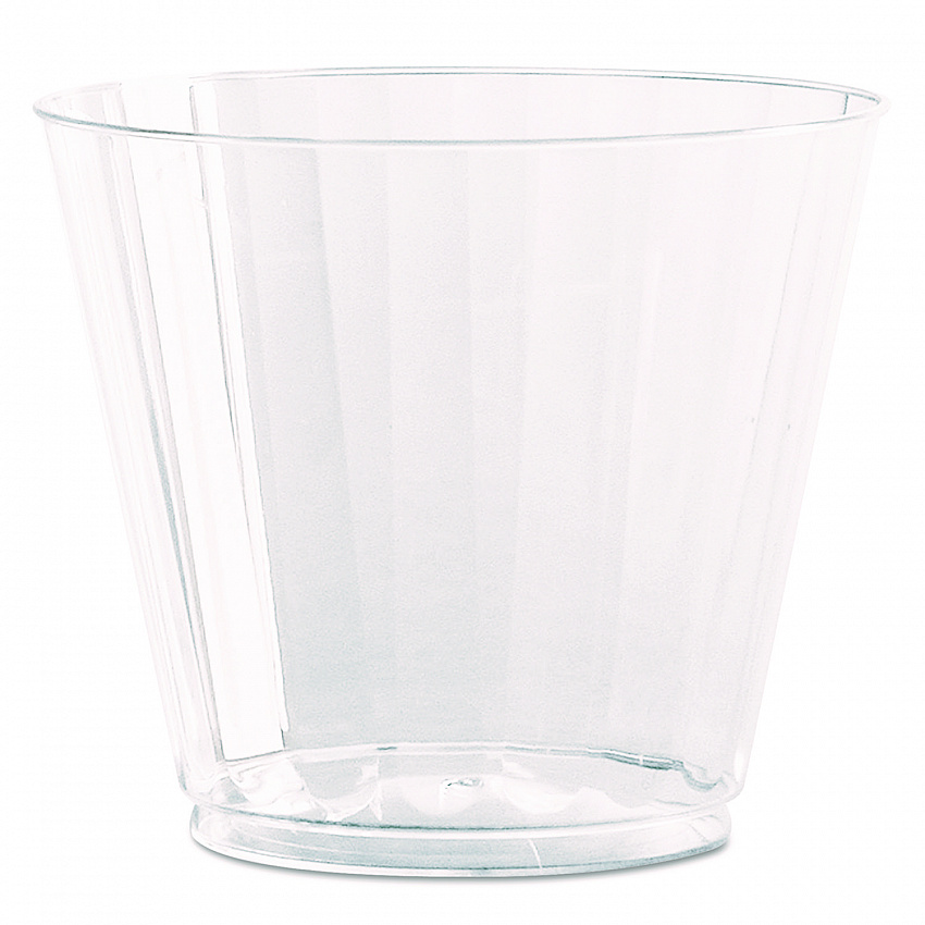 Classic Crystal Plastic Tumblers, 9 oz, Clear, Fluted, Squat, 20/Pack, 12 Packs/Carton (CC9240)