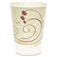Symphony Design Wax-Coated Paper Cold Cups, ProPlanet Seal, 9 oz, White/Beige/Red, 100/Sleeve, 20 Sleeves/Carton (R9NSYM)