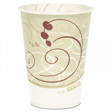 Symphony Design Wax-Coated Paper Cold Cups, ProPlanet Seal, 9 oz, White/Beige/Red, 100/Sleeve, 20 Sleeves/Carton (R9NSYM)