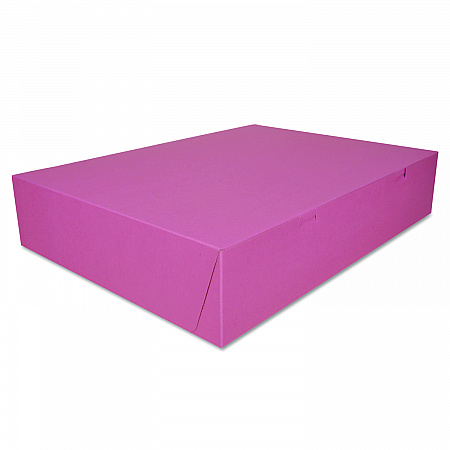Pink One-Piece Non-Window Bakery Box, 20 x 14.5 x 4, Pink, Paper, 50/Carton (0897)