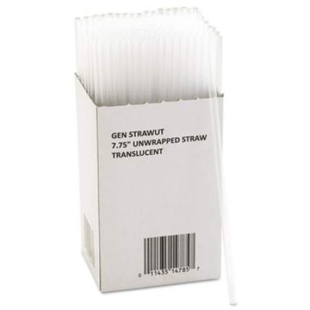 GEN Unwrapped Jumbo Straws, 7 3/4", Translucent, 225/Pack, 50 Packs/Carton (STRAWUT)