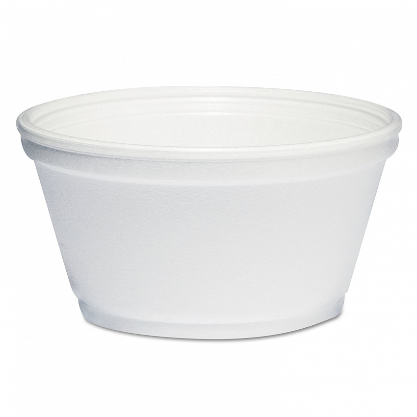Foam Container, Extra Squat, 8 oz, White, 1,000/Carton (8SJ20)