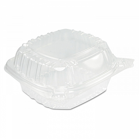 ClearSeal Hinged-Lid Plastic Containers, Sandwich Container, 13.8 oz, 5.4 x 5.3 x 2.6, Clear, Plastic, 500/Carton (C53PST1)