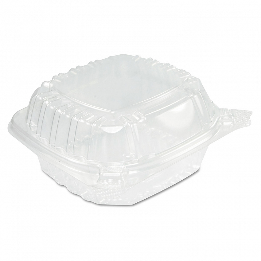 ClearSeal Hinged-Lid Plastic Containers, Sandwich Container, 13.8 oz, 5.4 x 5.3 x 2.6, Clear, Plastic, 500/Carton (C53PST1)