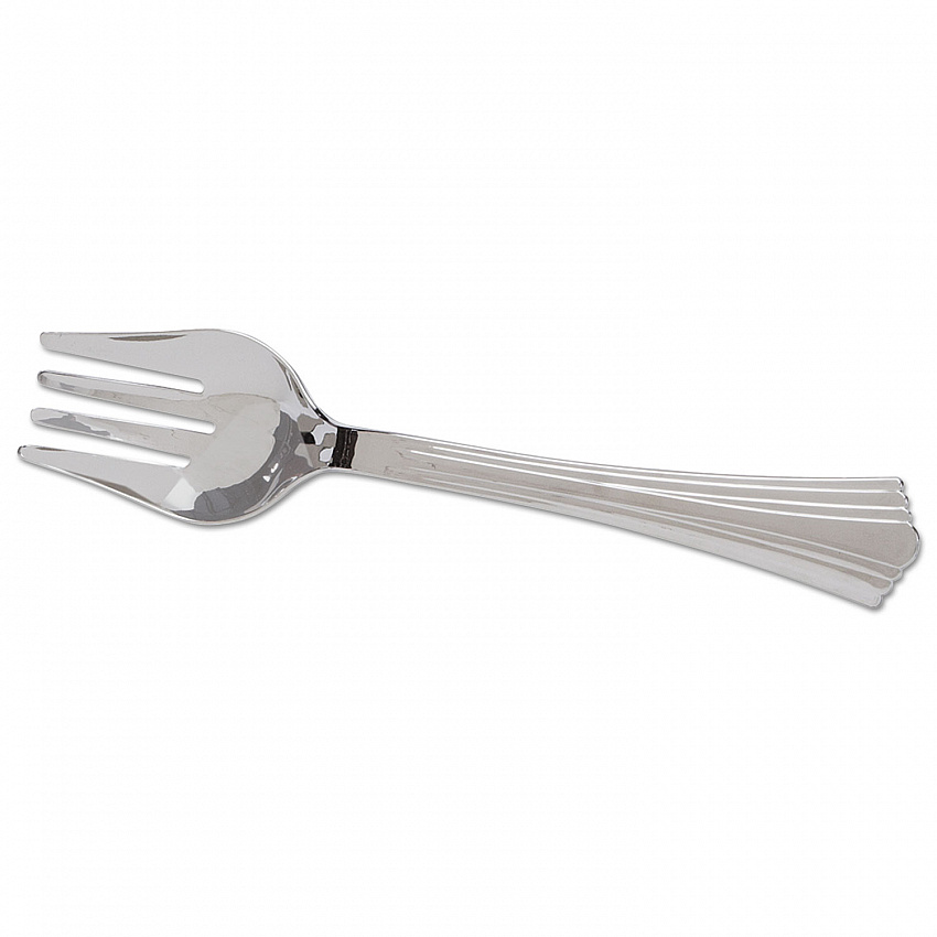 Heavyweight Plastic Serving Forks, Reflections, 10", Silver, 60/Carton (RFVFK10)