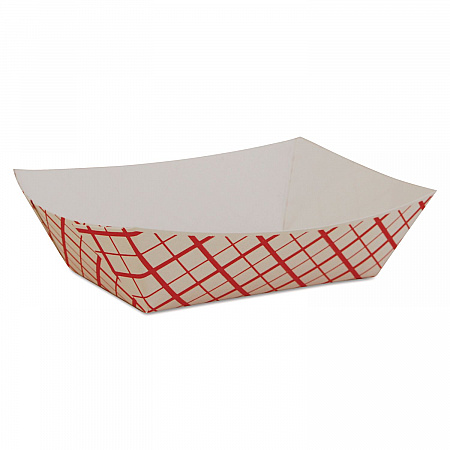 Paper Food Baskets, 0.5 lb Capacity, 4.58 x 3.2 x 1.25, Red/White, Paper, 1,000/Carton (0409)