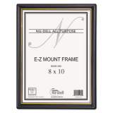 NuDell EZ Mount Document Frame with Trim Accent and Plastic Face, Plastic, 8 x 10, Black/Gold (11800)