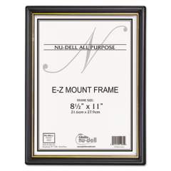 NuDell EZ Mount Document Frame with Trim Accent and Plastic Face, Plastic, 8.5 x 11 Insert, Black/Gold, 18/Carton (11818)