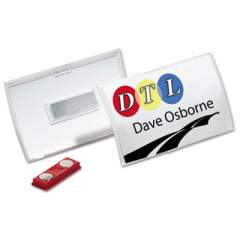 Durable Click-Fold Convex Name Badge Holder, Double Magnets, 3 3/4 x 2 1/4, Clear, 10/Pk (821519)