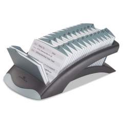Durable TELINDEX Desk Address Card File, Holds 500 2.88 x 4.13 Cards, 5.13 x 9.31 x 3.56, Plastic, Graphite/Black (241201)