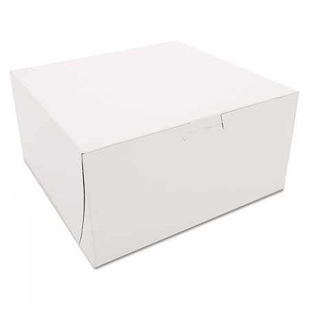 White One-Piece Non-Window Bakery Boxes, 8 x 8 x 4, White, Paper, 250/Carton (0941)