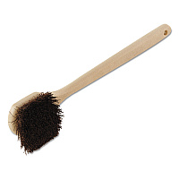 Utility Brush, Brown Palmyra Fiber Bristles, 5.5" Brush, 14.5" Tan Plastic Handle (4120)