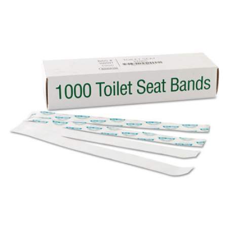 Bagcraft Sani/Shield Printed Toilet Seat Band, 16 x 1.5, Deep Blue/White, 1,000/Carton (300591)