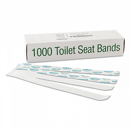 Sani/Shield Printed Toilet Seat Band, 16 x 1.5, Blue/White, 1,000/Carton (300591)
