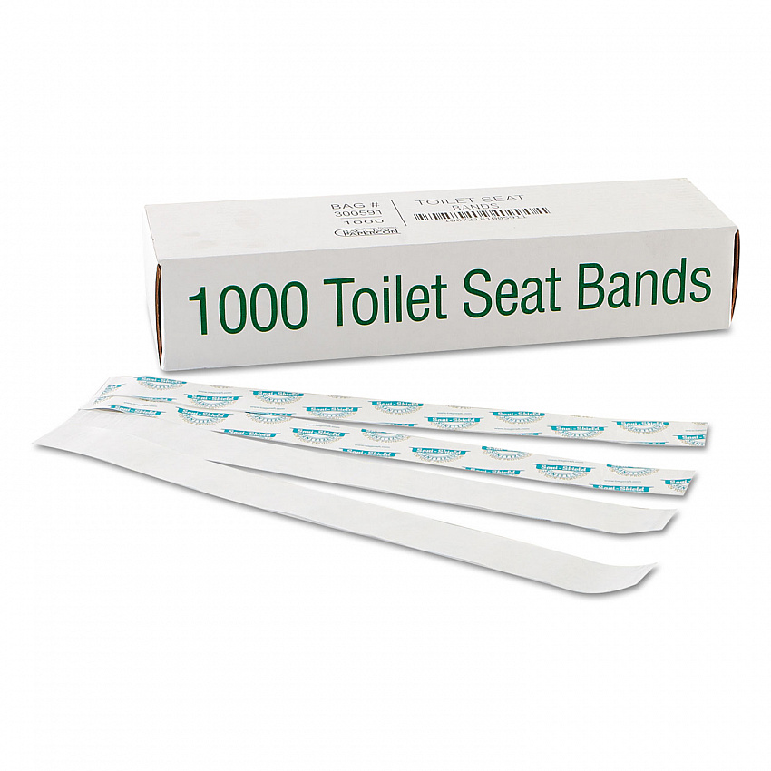 Sani/Shield Printed Toilet Seat Band, 16 x 1.5, Blue/White, 1,000/Carton (300591)