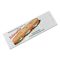 Sub Sandwich Bags, Submarine: Torpedo Sandwich Icon Labeling, 4.5" x 2" x 14", White/Red/Green, 1,000/Carton (300435)