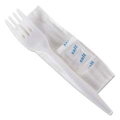 GEN Wrapped Cutlery Kit, 6,25", Fork/Napkin/Salt, Polypropylene, White, 500/Carton (3KITMW)