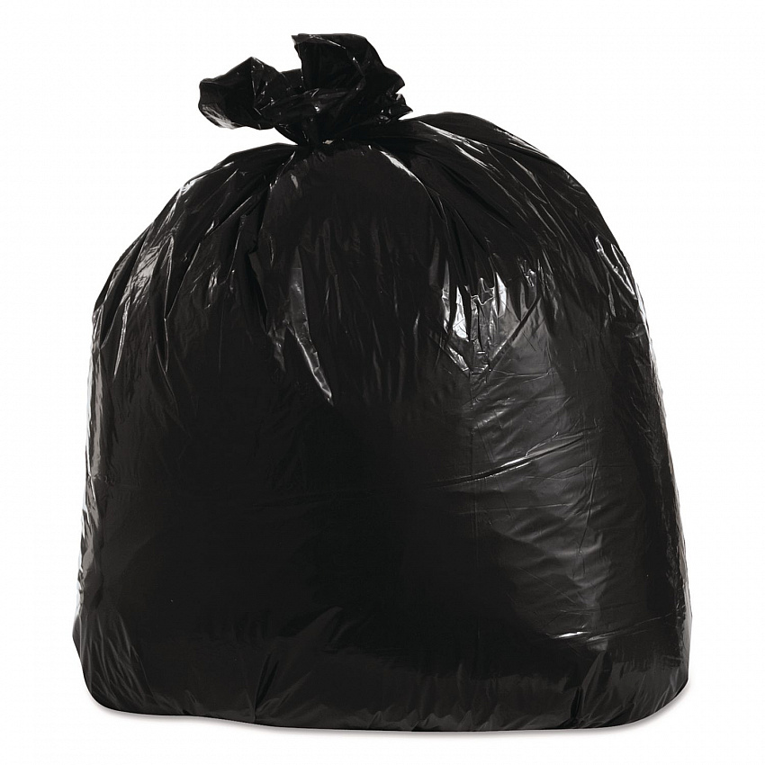 Low-Density Can Liners, 33 gal, 1.25 mil, 33" x 39", Black, Flat Pack, 100/Carton (ML3339H)