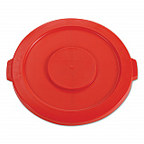BRUTE Self-Draining Flat Top Lids for 32 gal Round BRUTE Containers, 22.25" Diameter, Red (2631RED)